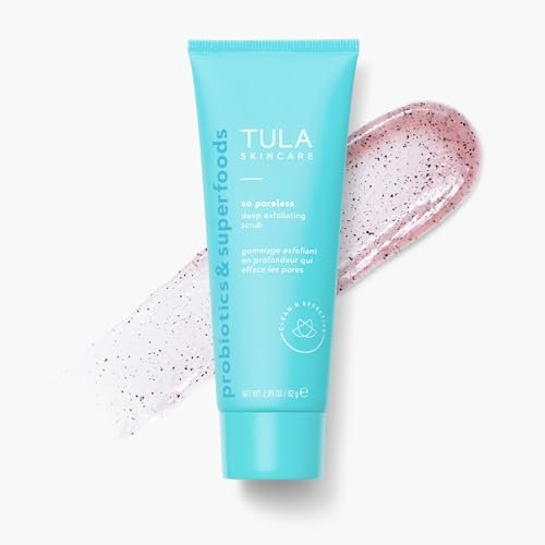 TULA So Poreless Exfoliating Blackhead Scrub – Volcanic Sand & Pink Salt for Gentle, Effective Exfoliation (2.89 oz) Avelisse