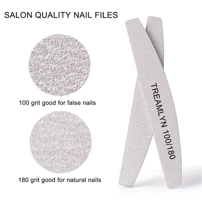 10 Pack 100/180 Grit Rough Nail File – Heavy Duty Emery Boards for Acrylic & Natural Nails, Strong Coarse Nail Filler for Home & Salon
