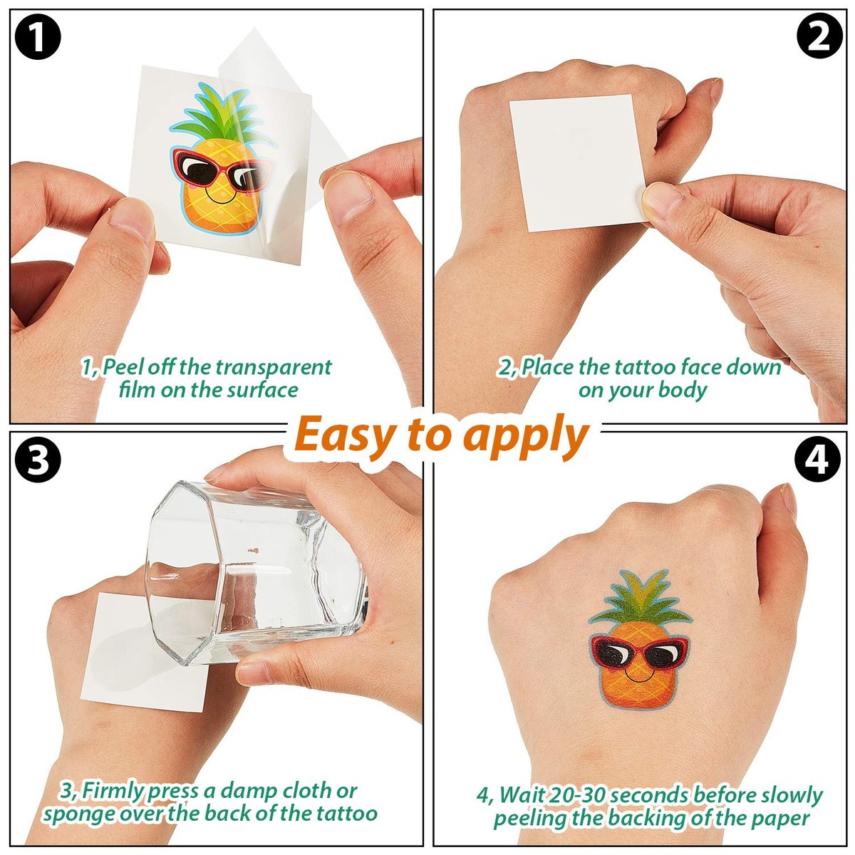 Patelai 144 Pieces Summer Temporary Tattoos – Beach, Hawaiian Luau Party Favors, Tropical Waterproof Stickers for Kids & Adults, 9 Styles - görsel 5
