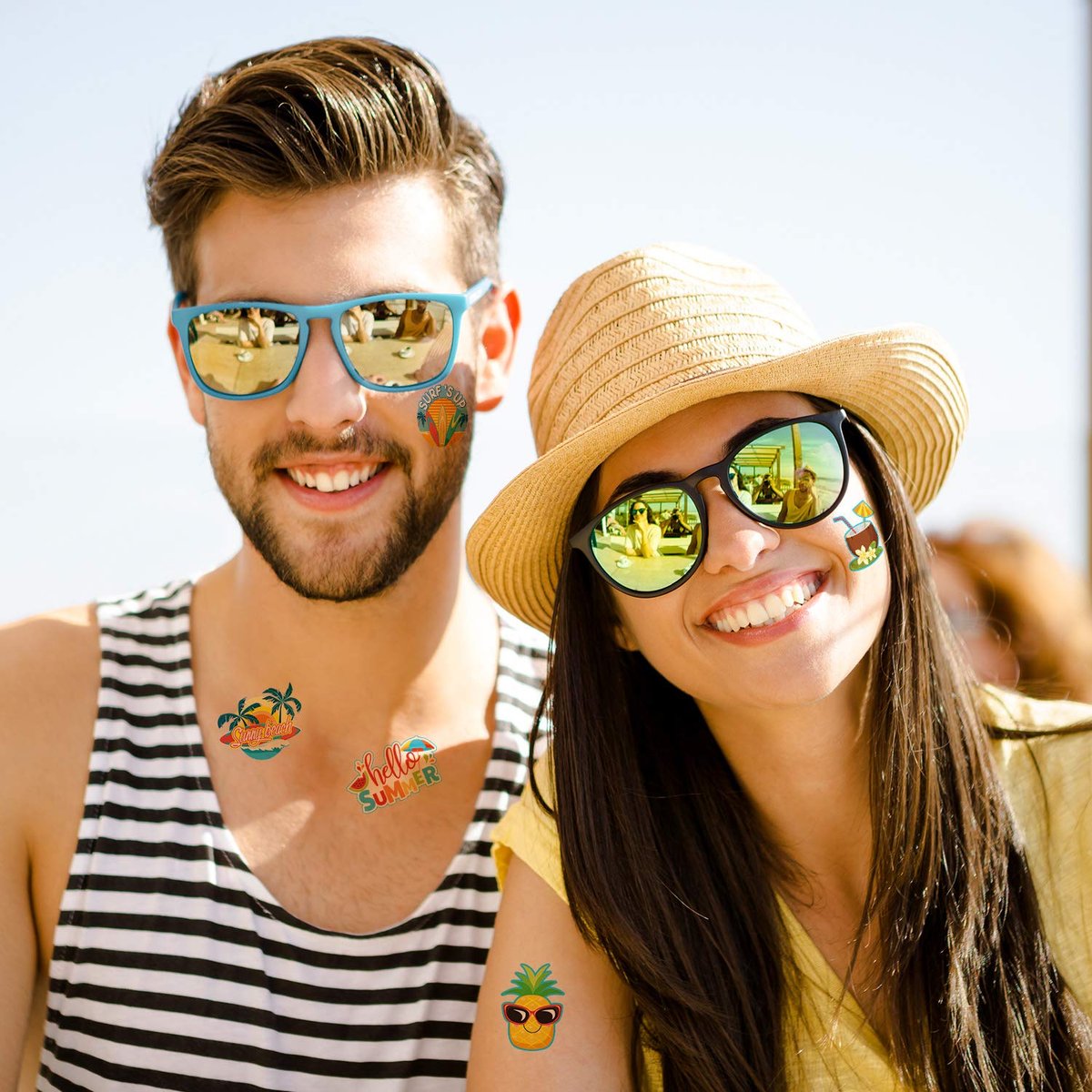 Patelai 144 Pieces Summer Temporary Tattoos – Beach, Hawaiian Luau Party Favors, Tropical Waterproof Stickers for Kids & Adults, 9 Styles - görsel 11