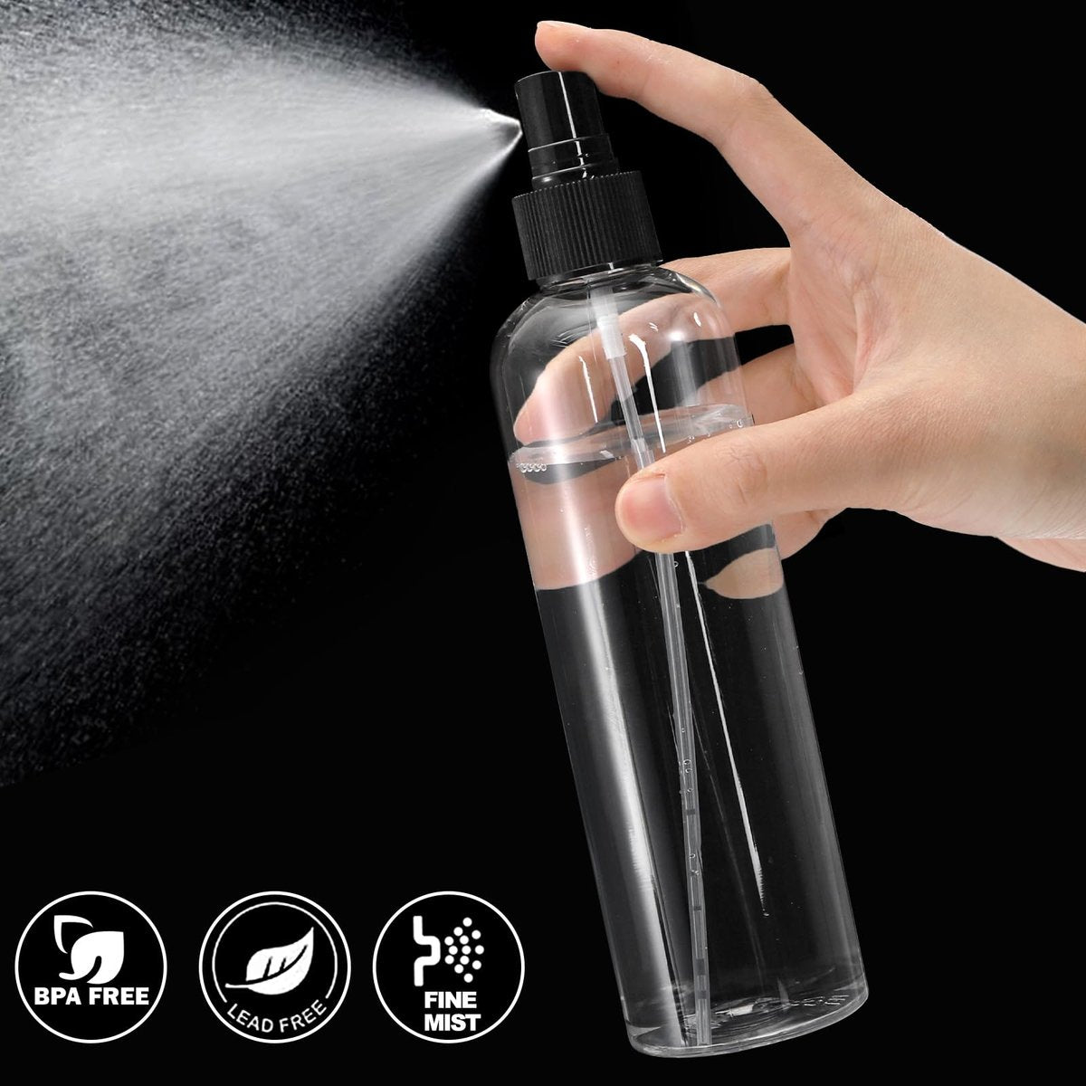 Bekith 16 Pack 8 oz Clear Plastic Spray Bottles - Empty Fine Mist Sprayer Bottles for Essential Oils, Travel, Perfumes Avelisse