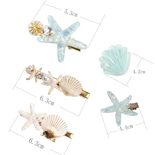 Shell Pearl Starfish Hair Clip Set – 4-Pack Multicolor Alligator Hair Clips for Women & Girls - görsel 12