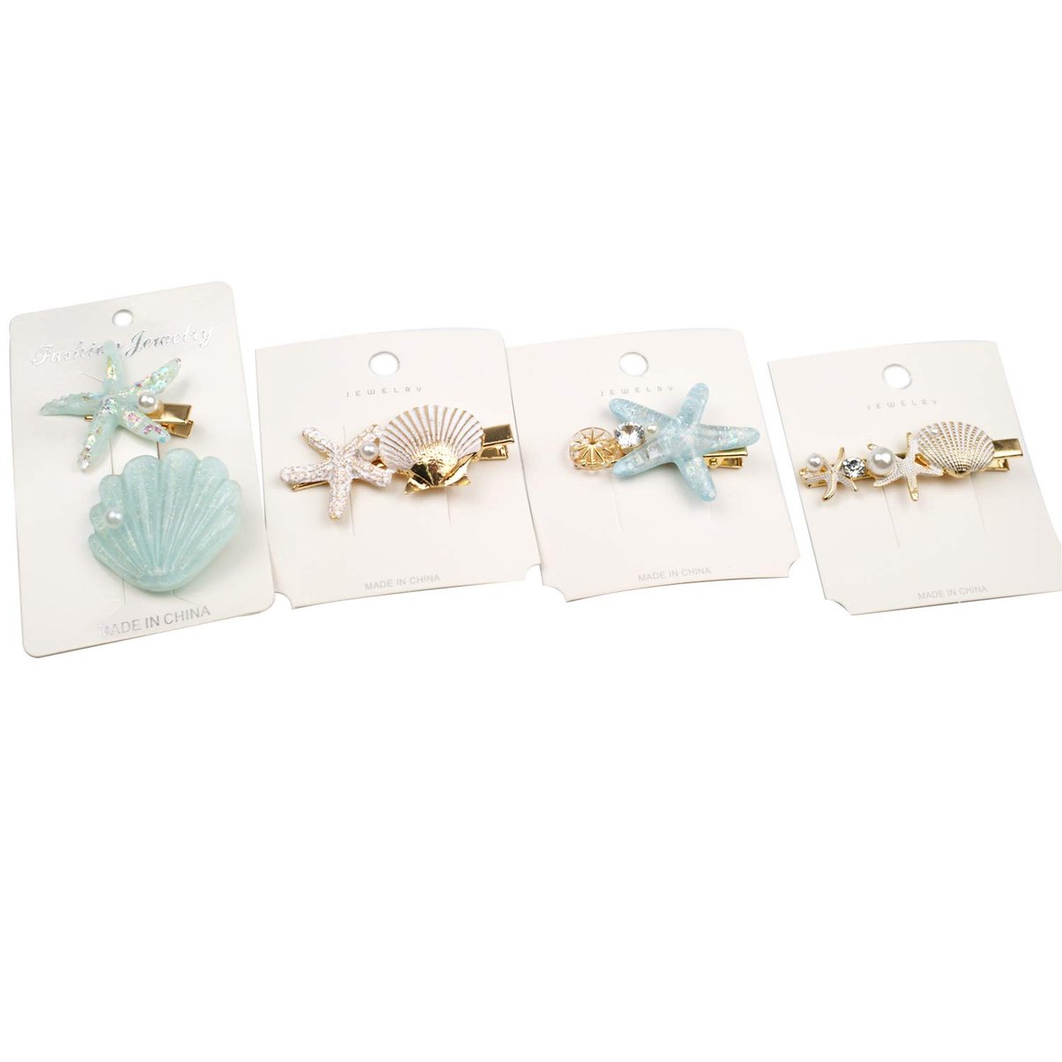 Shell Pearl Starfish Hair Clip Set – 4-Pack Multicolor Alligator Hair Clips for Women & Girls - görsel 9
