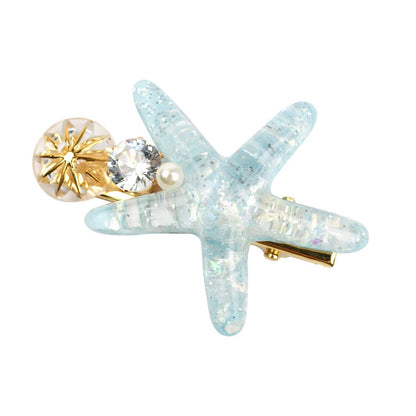 Shell Pearl Starfish Hair Clip Set – 4-Pack Multicolor Alligator Hair Clips for Women & Girls