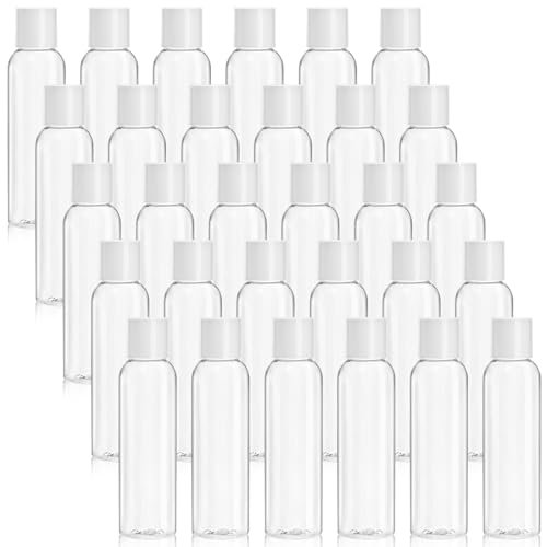 Bekith 30 Pack 4oz Travel Bottles for Toiletries, Empty Small Plastic Squeeze Bottles with Disc Top Flip Cap, Clear Refillable Travel Size Containers For Shampoo, Lotions, Liquid Body Soap, Creams Avelisse