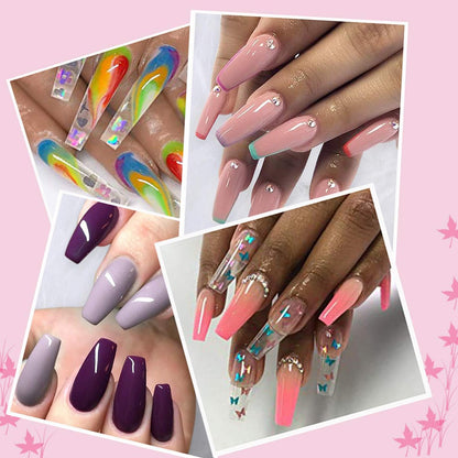 200Pcs Gold Acrylic Nail Forms - Treamlyn Long Nail Tips Extension Forms for Gel, Polygel, and Acrylic Nails