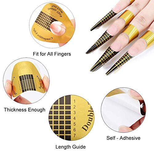 200Pcs Gold Acrylic Nail Forms - Treamlyn Long Nail Tips Extension Forms for Gel, Polygel, and Acrylic Nails - görsel 6