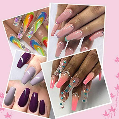 200Pcs Gold Acrylic Nail Forms - Treamlyn Long Nail Tips Extension Forms for Gel, Polygel, and Acrylic Nails