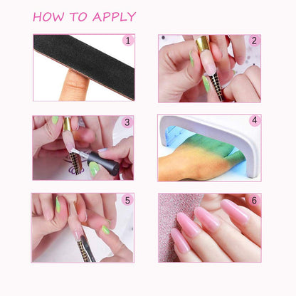 200Pcs Gold Acrylic Nail Forms - Treamlyn Long Nail Tips Extension Forms for Gel, Polygel, and Acrylic Nails