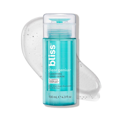 Bliss Clear Genius Clarifying Toner + Serum - 4.3 Fl Oz - Salicylic Acid & Niacinamide - Pore Purifying, Calming Toner - Vegan & Cruelty-Free