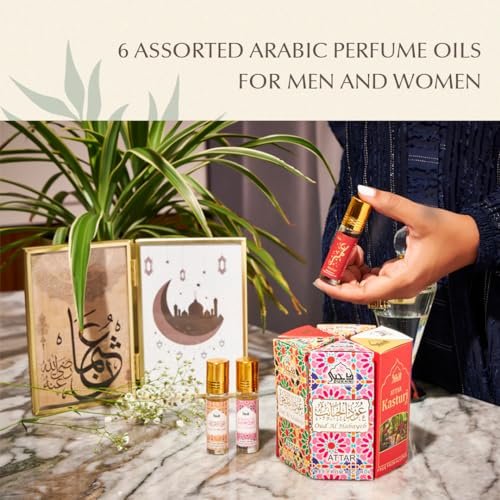 Dukhni Premiere Attar Oil Set | 6 Assorted Scents | Rollerball Perfume Oils for Men & Women | Unisex Perfume Sampler Set | Travel Size Clean Arabian Oud Fragrances | Gift Set, Non-Alcoholic & Vegan - görsel 3