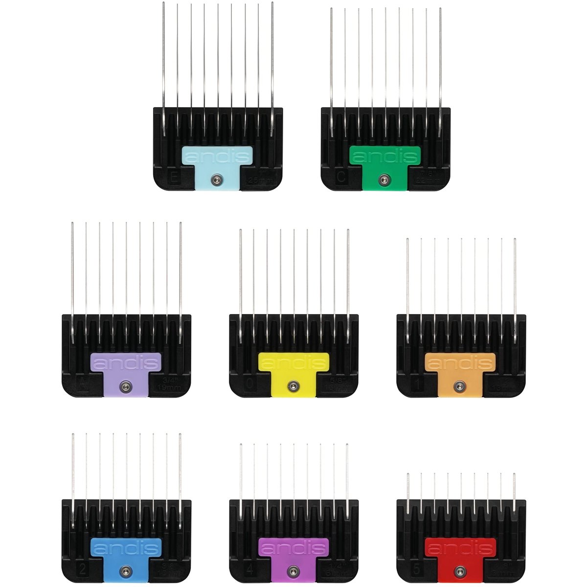 Andis Stainless Steel Lifted Comb Set - 8-Piece Clipper Combs & Guides Avelisse