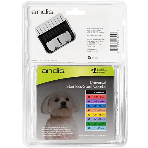 Andis Stainless Steel Lifted Comb Set - 8-Piece Clipper Combs & Guides Avelisse