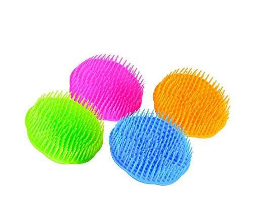 Niva Hair Scalp Massager Shampoo Brush - Flexible Scalp Exfoliator Dandruff Brush with Grass Shape Handle - Pack of 4 (Blue, Green, Orange, Fuchsia) - görsel 2