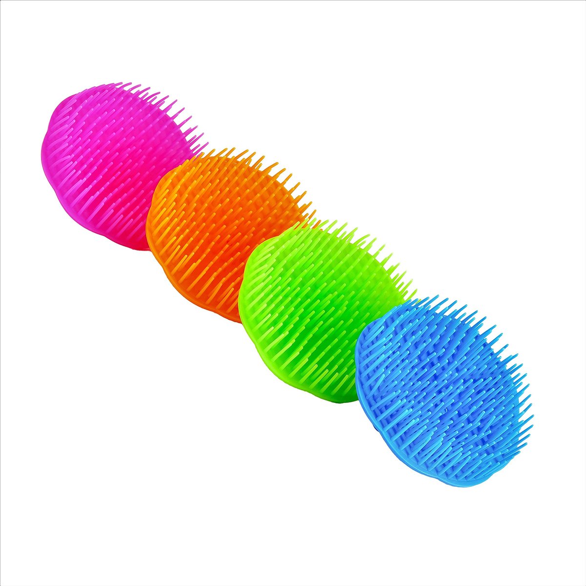 Niva Hair Scalp Massager Shampoo Brush - Flexible Scalp Exfoliator Dandruff Brush with Grass Shape Handle - Pack of 4 (Blue, Green, Orange, Fuchsia) - görsel 5