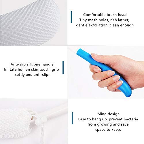 MagiDeal Anti-Slip Long Handled Bath Body Brush - Easy Reach for Seniors, Pregnant Women, and Elderly - Blue, 15.35 Inch - görsel 8
