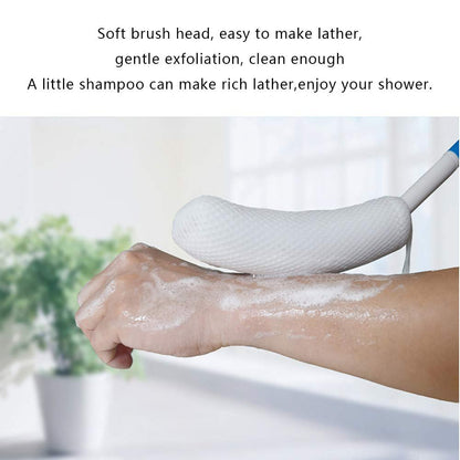 MagiDeal Anti-Slip Long Handled Bath Body Brush - Easy Reach for Seniors, Pregnant Women, and Elderly - Blue, 15.35 Inch