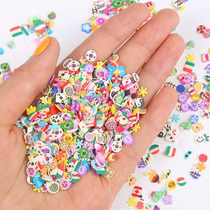 CCINEE 4500-Piece 3D Nail Art Slices - Assorted Fruit, Animal & Flower Polymer Clay Decals for Slime & Crafts
