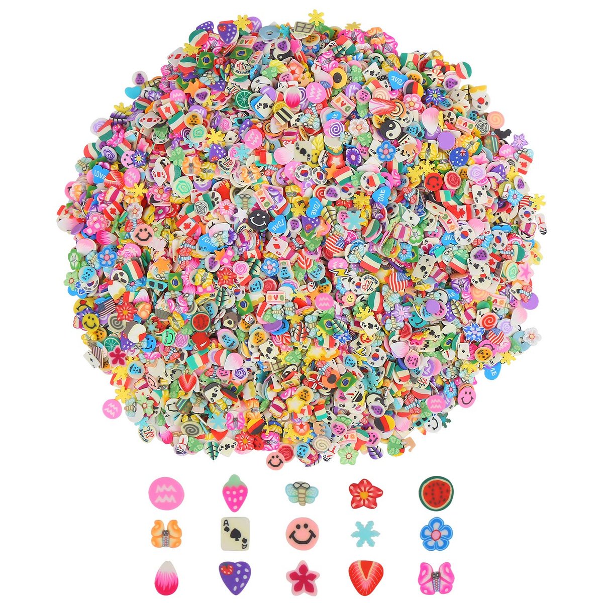 CCINEE 4500-Piece 3D Nail Art Slices - Assorted Fruit, Animal & Flower Polymer Clay Decals for Slime & Crafts - görsel 1