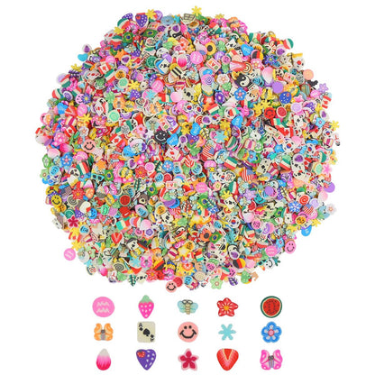 CCINEE 4500-Piece 3D Nail Art Slices - Assorted Fruit, Animal & Flower Polymer Clay Decals for Slime & Crafts