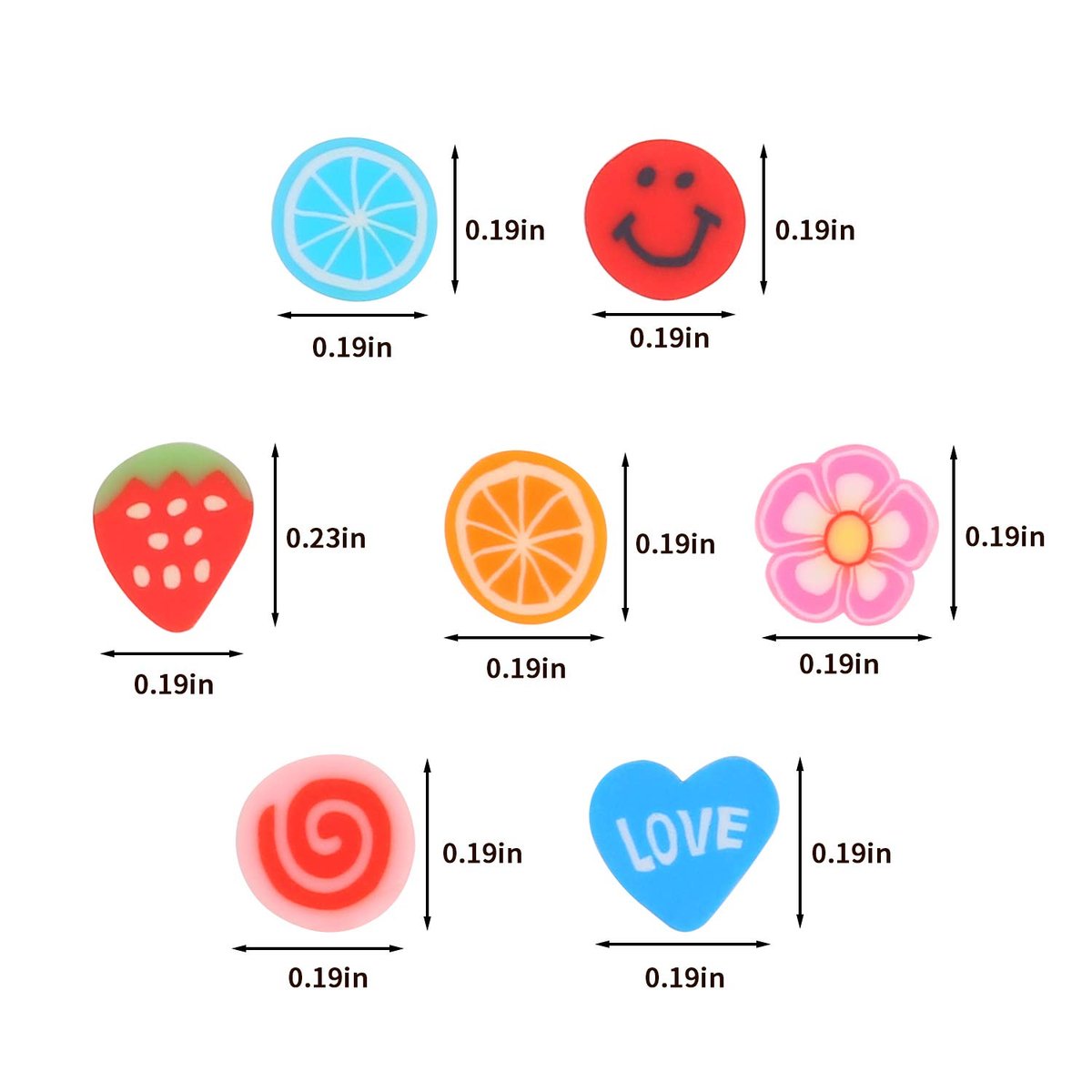 CCINEE 4500-Piece 3D Nail Art Slices - Assorted Fruit, Animal & Flower Polymer Clay Decals for Slime & Crafts - görsel 3