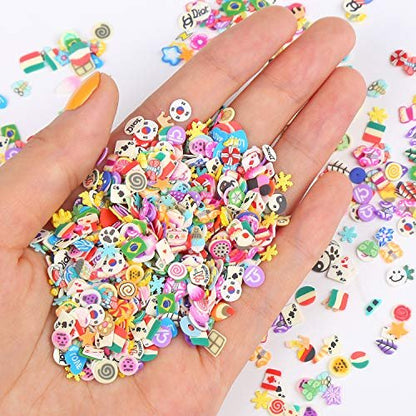 CCINEE 4500-Piece 3D Nail Art Slices - Assorted Fruit, Animal & Flower Polymer Clay Decals for Slime & Crafts