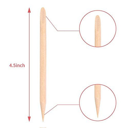 roomir 100PCS Orange Sticks for Nails 4.5 Inch - Wooden Cuticle Pusher & Remover Set - Non-Toxic, Skin-Safe - Wood Tools for Manicure & Pedicure - Disposable Set for Home & Salon - Won't Break Easily