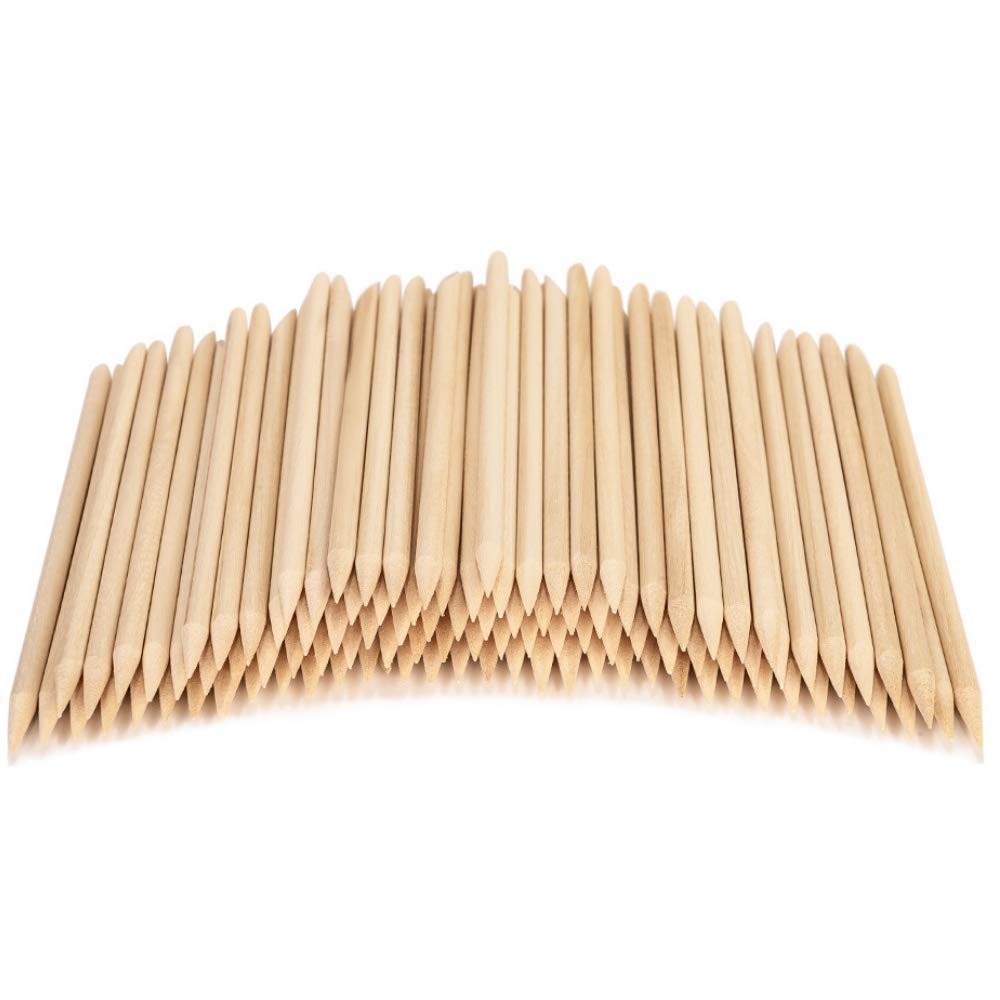roomir 100PCS Orange Sticks for Nails 4.5 Inch - Wooden Cuticle Pusher & Remover Set - Non-Toxic, Skin-Safe - Wood Tools for Manicure & Pedicure - Disposable Set for Home & Salon - Won't Break Easily - görsel 1