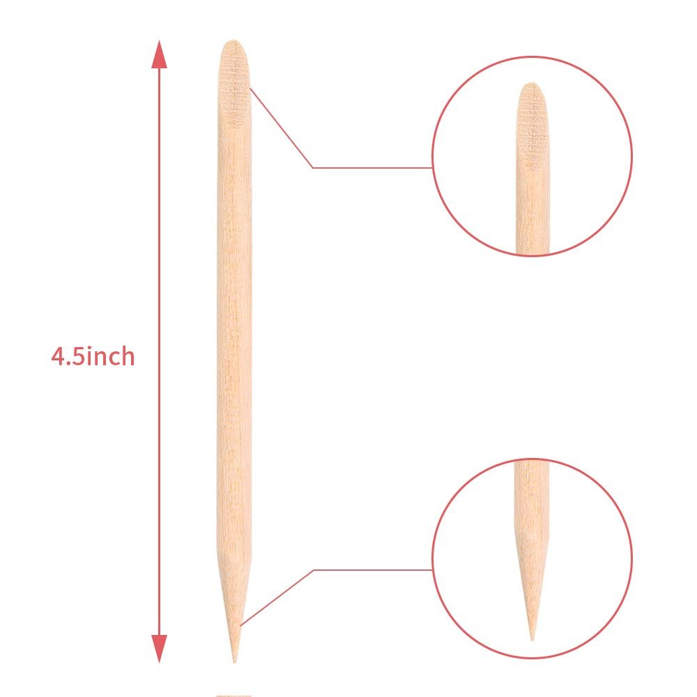 roomir 100PCS Orange Sticks for Nails 4.5 Inch - Wooden Cuticle Pusher & Remover Set - Non-Toxic, Skin-Safe - Wood Tools for Manicure & Pedicure - Disposable Set for Home & Salon - Won't Break Easily - görsel 5