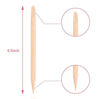 roomir 100PCS Orange Sticks for Nails 4.5 Inch - Wooden Cuticle Pusher & Remover Set - Non-Toxic, Skin-Safe - Wood Tools for Manicure & Pedicure - Disposable Set for Home & Salon - Won't Break Easily