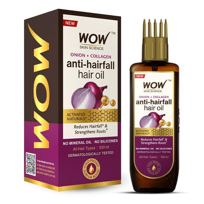 WOW Skin Science Onion Black Seed Hair Oil with Comb Applicator - Controls Hair Fall - No Mineral Oil, Silicones, Cooking Oil & Synthetic Fragrance - 100mL