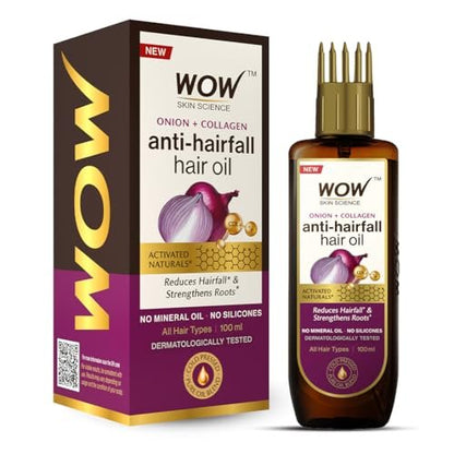 WOW Skin Science Onion Black Seed Hair Oil with Comb Applicator - Controls Hair Fall - No Mineral Oil, Silicones, Cooking Oil & Synthetic Fragrance - 100mL