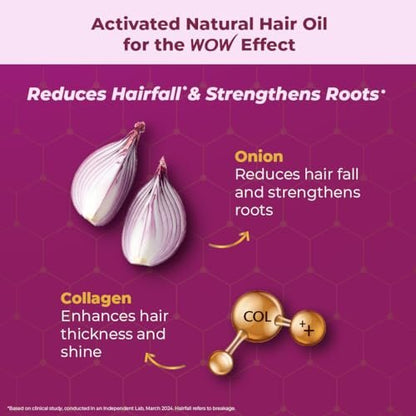 WOW Skin Science Onion Black Seed Hair Oil with Comb Applicator - Controls Hair Fall - No Mineral Oil, Silicones, Cooking Oil & Synthetic Fragrance - 100mL