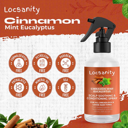 Locsanity Cinnamon Mint Eucalyptus Scalp Soothing & Conditioning Spray - 8 fl oz Avelisse