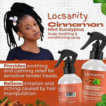 Locsanity Cinnamon Mint Eucalyptus Scalp Soothing & Conditioning Spray - 8 fl oz Avelisse