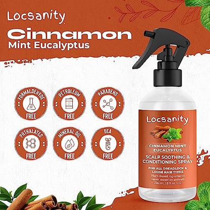 Locsanity Cinnamon Mint Eucalyptus Scalp Soothing & Conditioning Spray - 8 fl oz Avelisse