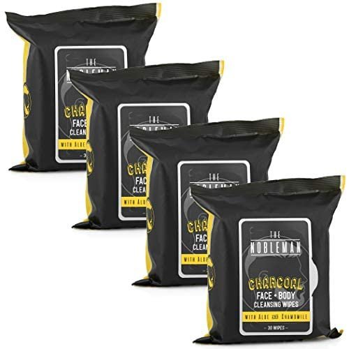 The Nobleman Men's Charcoal Face + Body Cleansing Wipes - 4 Pack (120 Count) | Exfoliating & Purifying Towelettes for Men - görsel 4