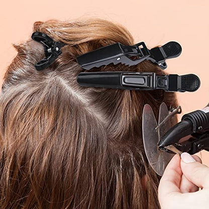 HH&LL 12-Pack Professional Hair Clips – Wide Teeth & Double-Hinged Alligator Styling Sectioning Clips for Salon-Quality Results