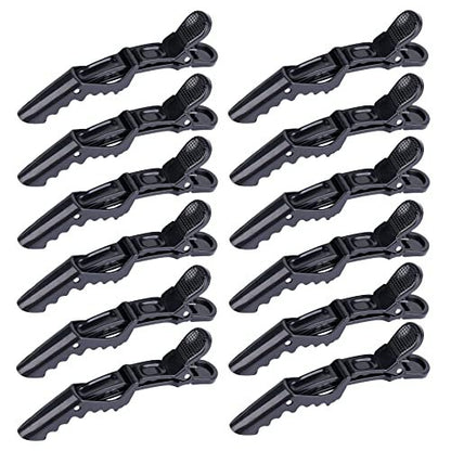 HH&LL 12-Pack Professional Hair Clips – Wide Teeth & Double-Hinged Alligator Styling Sectioning Clips for Salon-Quality Results