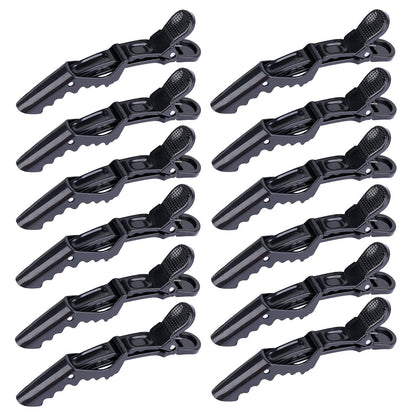 HH&LL 12-Pack Professional Hair Clips – Wide Teeth & Double-Hinged Alligator Styling Sectioning Clips for Salon-Quality Results