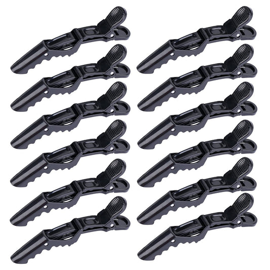 HH&LL 12-Pack Professional Hair Clips – Wide Teeth & Double-Hinged Alligator Styling Sectioning Clips for Salon-Quality Results