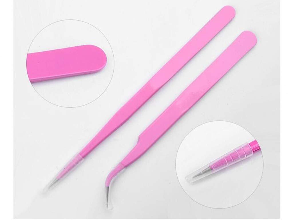 Aoshang 2-Piece Stainless Steel Tweezers Set – Straight & Curved Tip for Eyelash Extensions, Nail Art Rhinestone Pickup, and Acrylic Gel Nail DIY - görsel 5