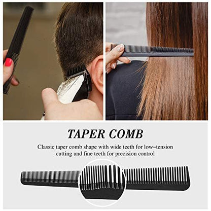 4-Piece Hair Comb Set for Men & Women: Flat Top Clipper, Neck Duster, Tapered & Carbon Fiber Cutting Comb - Black