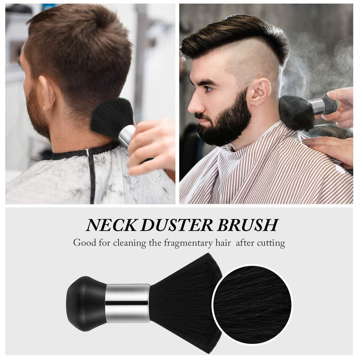 4-Piece Hair Comb Set for Men & Women: Flat Top Clipper, Neck Duster, Tapered & Carbon Fiber Cutting Comb - Black - görsel 13