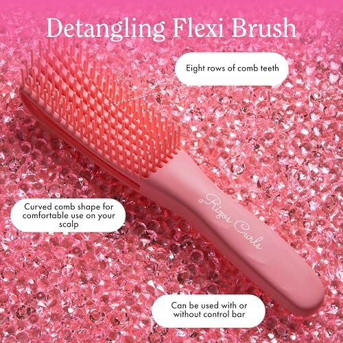 Rizos Curls Detangling Flexi Brush for Curly & Coily Hair – Reduce Breakage & Add Shine, Pink Avelisse
