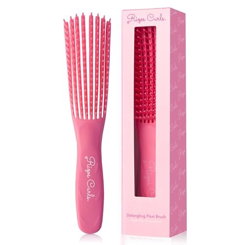 Rizos Curls Detangling Flexi Brush for Curly & Coily Hair – Reduce Breakage & Add Shine, Pink Avelisse