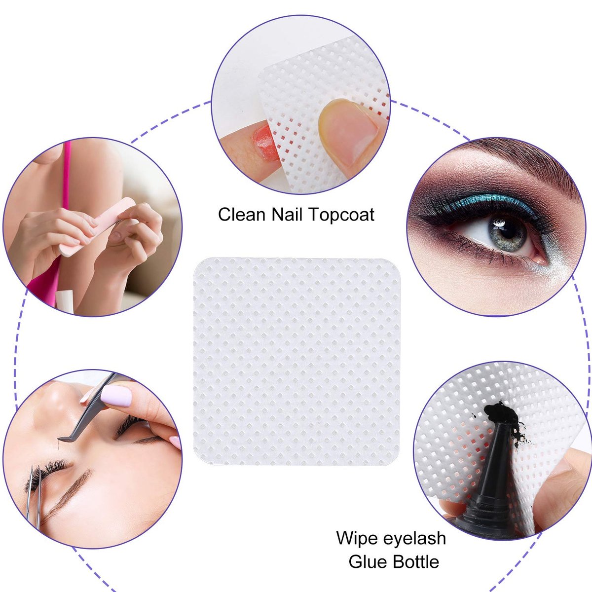 400-Piece Non-Woven Eyelash Extension Glue Remover Wipes – Cleaner for Lash Adhesive & Nail Polish - görsel 7