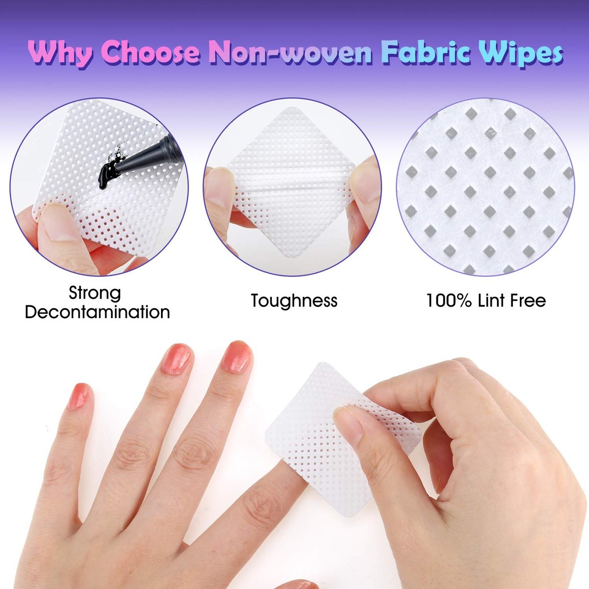 400-Piece Non-Woven Eyelash Extension Glue Remover Wipes – Cleaner for Lash Adhesive & Nail Polish - görsel 3