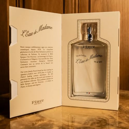 Feret Parfumeur L’Eau de Madame Eau de Parfum – Luxury French Fragrance for Women – Powdery Floral Perfume with Iris & Musk – Long-Lasting, Made in France, 100ml