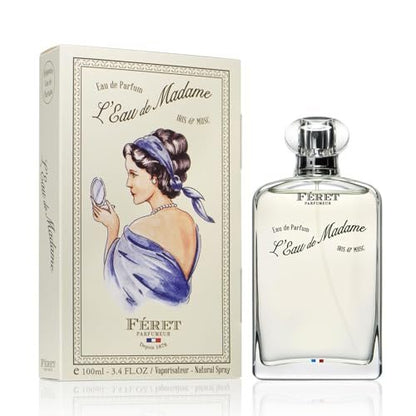 Feret Parfumeur L’Eau de Madame Eau de Parfum – Luxury French Fragrance for Women – Powdery Floral Perfume with Iris & Musk – Long-Lasting, Made in France, 100ml